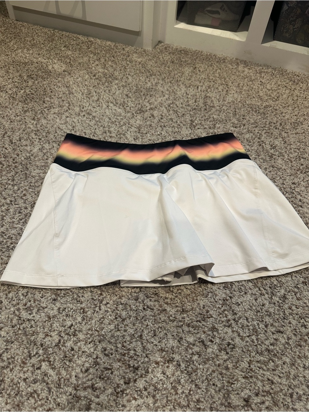 White Active Skirt with Sunset Gradient Waistband
